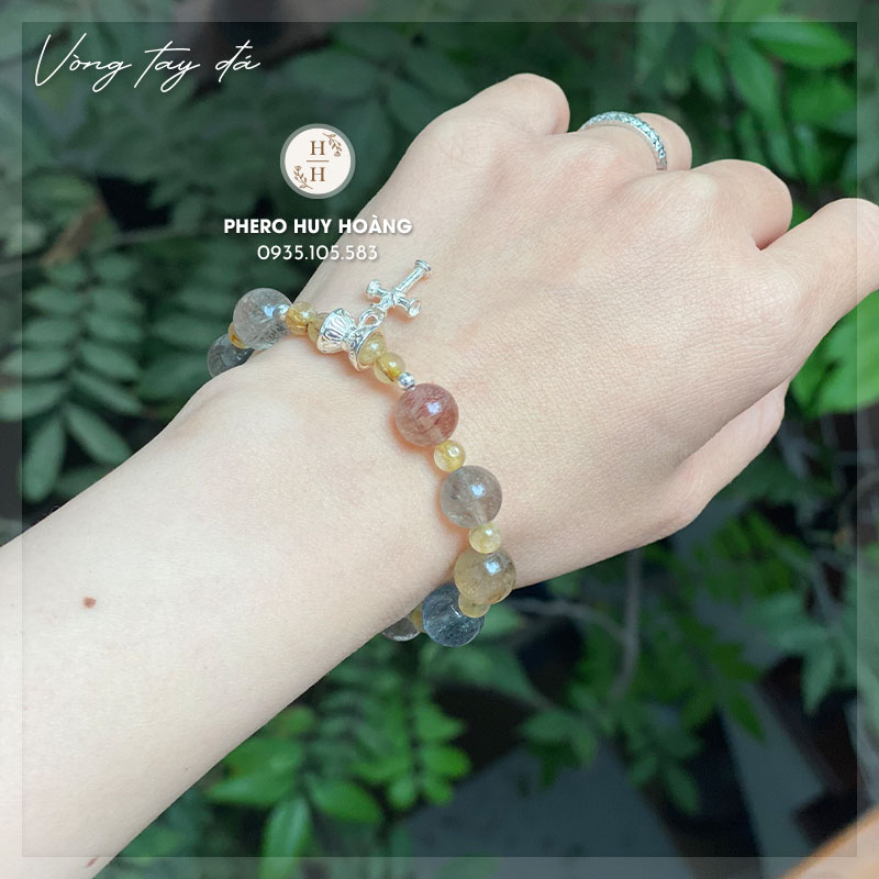 Chuỗi Mân Côi đá Thạch Anh Tóc đa sắc kết hợp Thánh Giá Bạc nguyên chất 2 Chuỗi Mân Côi đá Thạch Anh Tóc đa sắc kết hợp Thánh Giá Bạc nguyên chất - Hình ảnh 2
