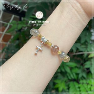 Chuỗi Mân Côi đá Thạch Anh Tóc đa sắc kết hợp Thánh Giá Bạc nguyên chất 7 Chuoi Hat Man Coi bang da ket hop Thanh Gia Bac nguyen chat Vong tay da Thach Anh da sac 3