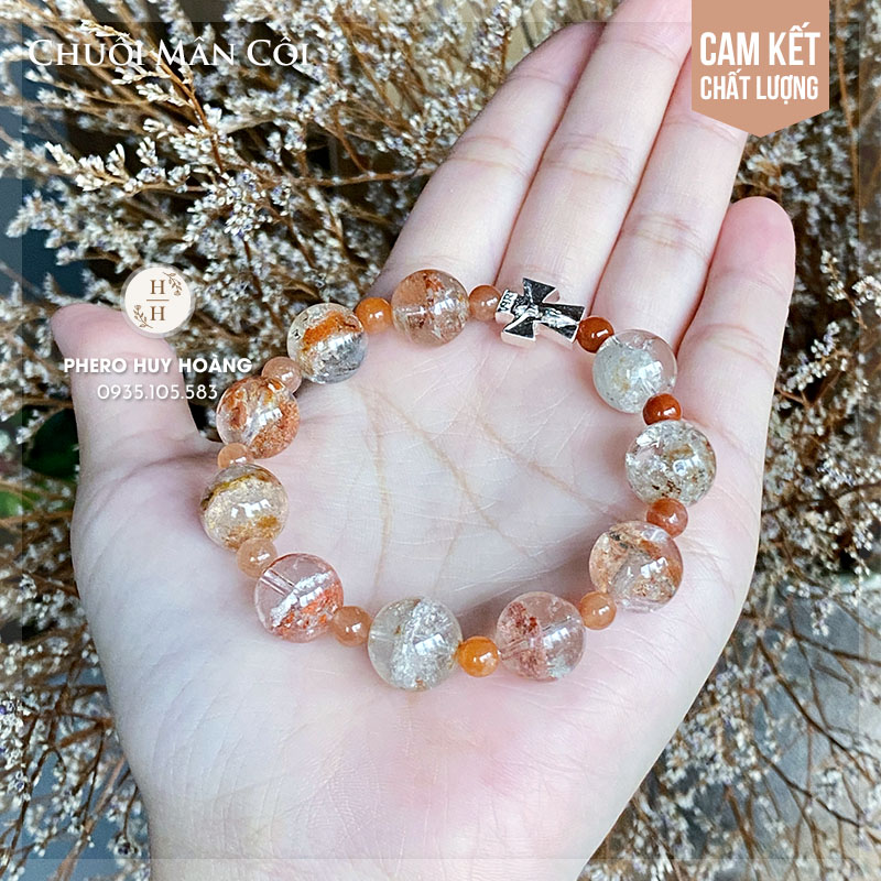Chuỗi Mân Côi bằng đá Ưu Linh 12mm kết hợp Thánh Giá Bạc nguyên chất 1 Chuỗi Mân Côi bằng đá Ưu Linh 12mm kết hợp Thánh Giá Bạc nguyên chất