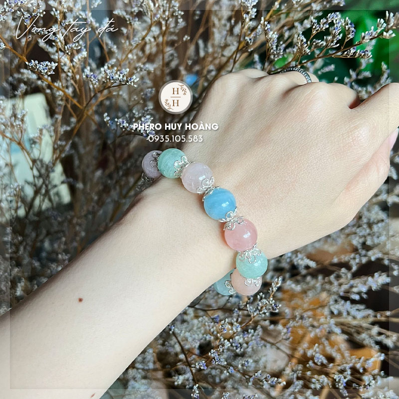 Chuỗi Mân Côi đá Beryl phối Bạc nguyên chất 2 Chuỗi Mân Côi đá Beryl phối Bạc nguyên chất - Hình ảnh 2