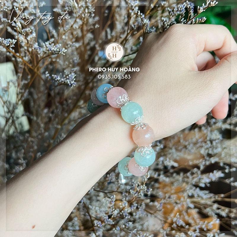 Chuỗi Mân Côi đá Beryl phối Bạc nguyên chất 4 Chuỗi Mân Côi đá Beryl phối Bạc nguyên chất - Hình ảnh 4