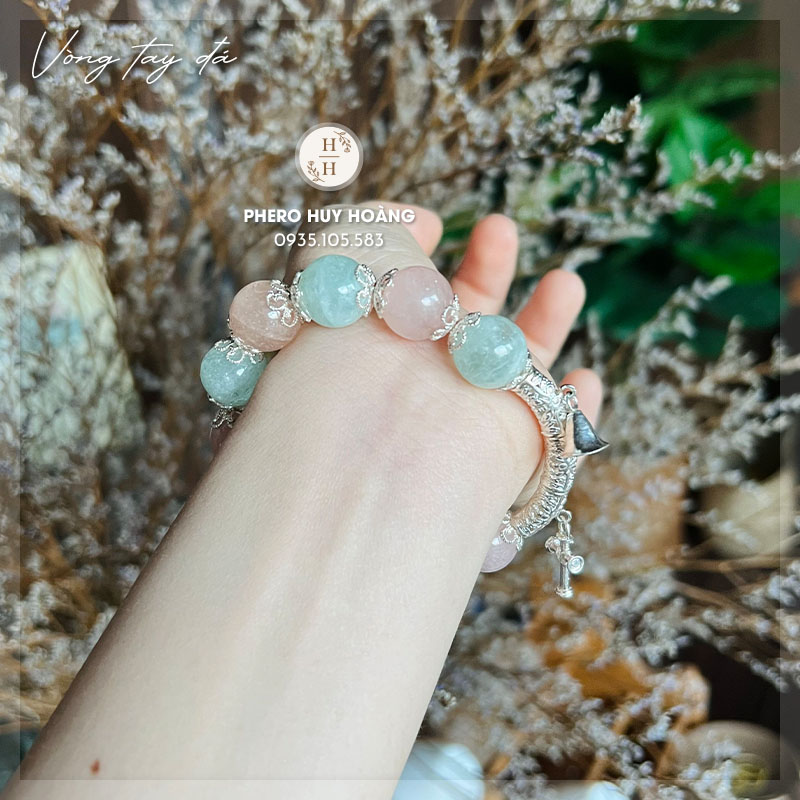 Chuỗi Mân Côi đá Beryl phối Bạc nguyên chất 5 Chuỗi Mân Côi đá Beryl phối Bạc nguyên chất - Hình ảnh 5