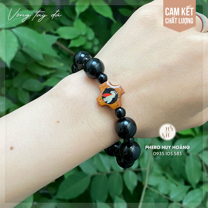 Chuỗi Mân Côi đá Mã Não đen 12mm 1 Chuỗi Mân Côi đá Mã Não đen 12mm