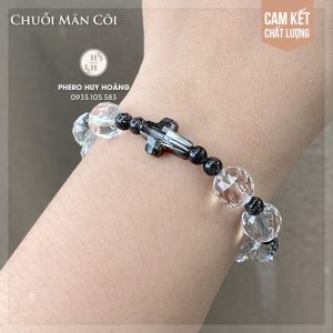 Chuỗi Mân Côi đá Thạch Anh tinh thể cắt giác