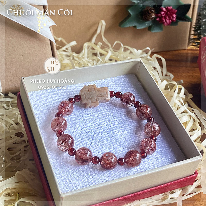 Chuỗi Mân Côi bằng đá Thạch Anh Tóc đỏ (loại nhiều tóc) - Thánh Giá đá Canxedon 5 Chuỗi Mân Côi bằng đá Thạch Anh Tóc đỏ (loại nhiều tóc) - Thánh Giá đá Canxedon - Hình ảnh 5