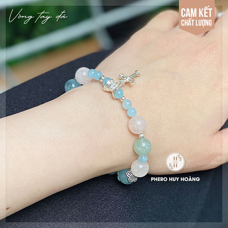 Chuỗi Mân Côi đá Beryl kết hợp Thánh Giá Bạc nguyên chất 1 Chuỗi Mân Côi đá Beryl kết hợp Thánh Giá Bạc nguyên chất