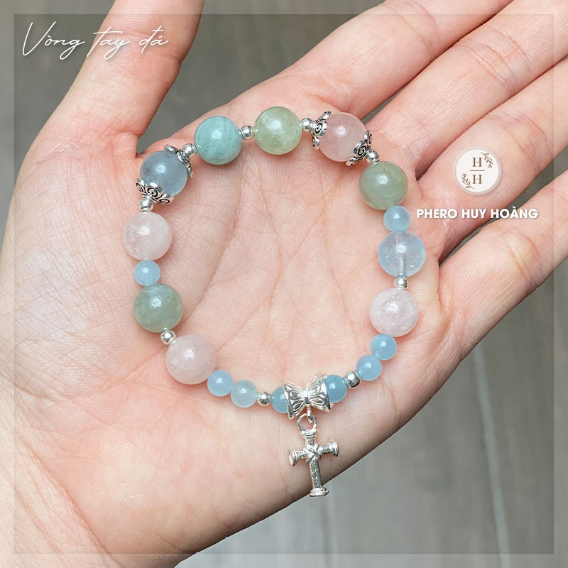 Chuỗi Mân Côi đá Beryl kết hợp Thánh Giá Bạc nguyên chất 2 Chuỗi Mân Côi đá Beryl kết hợp Thánh Giá Bạc nguyên chất - Hình ảnh 2