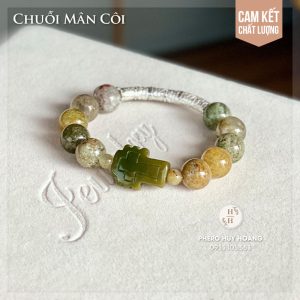 Chuỗi Mân Côi bằng đá Ưu Linh kết hợp Thánh Giá đá Canxedon