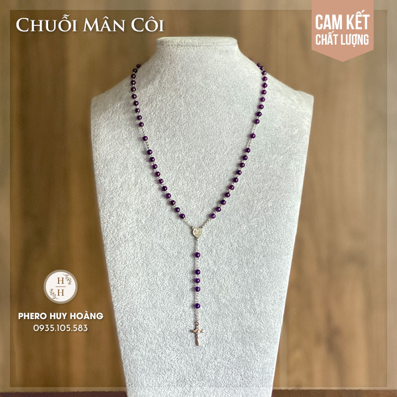 Chuỗi Mân Côi 50 bằng Đá Thạch Anh tím 1 Chuỗi Mân Côi 50 bằng Đá Thạch Anh tím