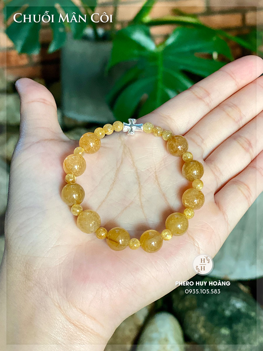 Chuỗi Mân Côi bằng đá Thạch Anh Tóc Vàng 2 Chuỗi Mân Côi bằng đá Thạch Anh Tóc Vàng - Hình ảnh 2