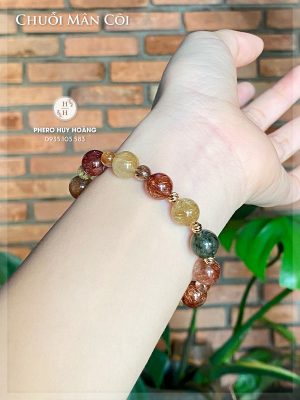 Chuỗi Mân Côi bằng đá Thạch Anh Tóc đa sắc - Thánh Giá Bạc nguyên chất mạ vàng 9 Chuoi Man Coi bang da Thach Anh Toc da sac Thanh Gia Bac nguyen chat ma vang 1