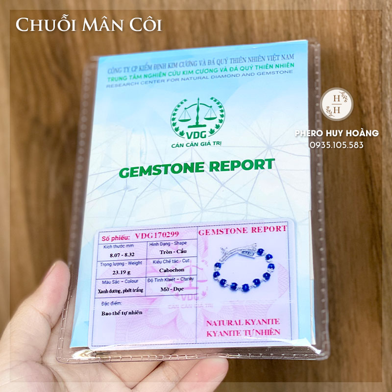 Chuỗi Mân Côi đá Kyanite 8ly phối Bạc nguyên chất 3 Chuỗi Mân Côi đá Kyanite 8ly phối Bạc nguyên chất - Hình ảnh 3