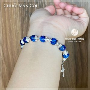 Chuỗi Mân Côi đá Kyanite 8ly phối Bạc nguyên chất 9 Chuoi Man Coi da Kyanite 8ly phoi Bac nguyen chat Vong tay Cong Giao 4