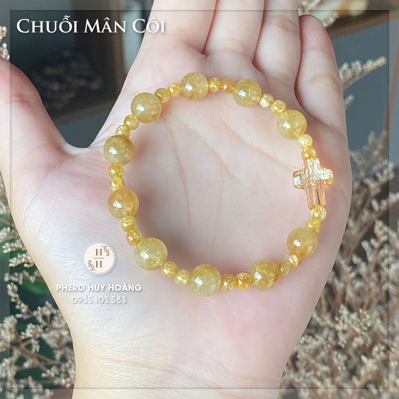 Chuỗi Mân Côi bằng đá Thạch Anh Tóc Vàng 4 Chuỗi Mân Côi bằng đá Thạch Anh Tóc Vàng - Hình ảnh 4