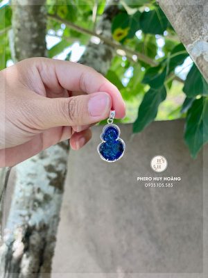 Dây chuyền Bạc - Mặt Đá Obsidian xanh chạm khắc Đức Mẹ Hằng Cứu Giúp 9 Day chuyen Bac Mat Da Obsidian xanh lam cham khac Duc Me Hang Cuu Giup kich thuoc dai 2cm 1