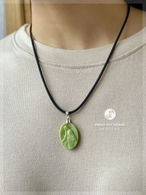 Dây chuyền - Mặt Đá Serpentine chạm khắc Đức Mẹ Ban Ơn 7 Day chuyen Mat Da Serpentine cham khac Duc Me Ban On kich thuoc dai 3cm 1