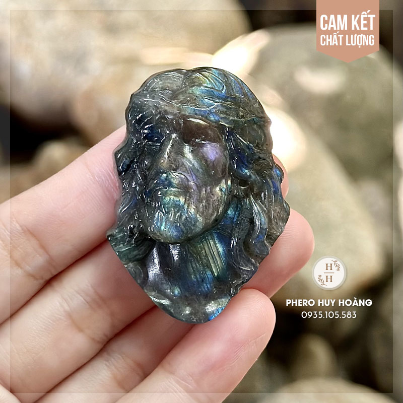 Mặt Đá Labobralite xà cừ chạm khắc Đức Chúa Giêsu 1 Mặt Đá Labobralite xà cừ chạm khắc Đức Chúa Giêsu