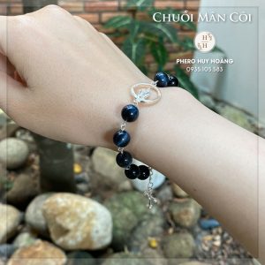 Chuỗi Mân Côi đá Mắt Hổ Xanh phối Bạc 7 Vong tay Bac nguyen chat phoi da Mat Ho Xanh Chuoi Trang Hat Man Coi 4