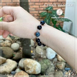 Chuỗi Mân Côi đá Mắt Hổ Xanh phối Bạc 9 Vong tay Bac nguyen chat phoi da Mat Ho Xanh Chuoi Trang Hat Man Coi 5