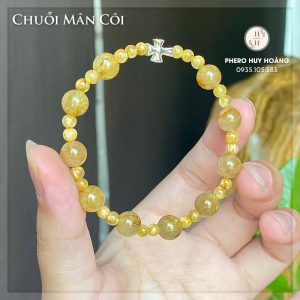 Chuỗi Mân Côi đá Thạch Anh Tóc Vàng 7 Vong tay Chuoi Man Coi da Thach Anh Toc Vang Qua tang Cong Giao 1