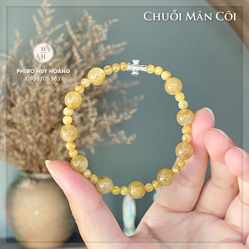 Chuỗi Mân Côi đá Thạch Anh Tóc Vàng 3 Chuỗi Mân Côi đá Thạch Anh Tóc Vàng - Hình ảnh 3