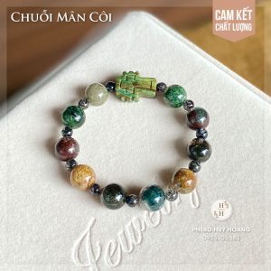 Chuỗi Mân Côi bằng đá Ưu Linh kết hợp Thánh Giá đá Canxedon