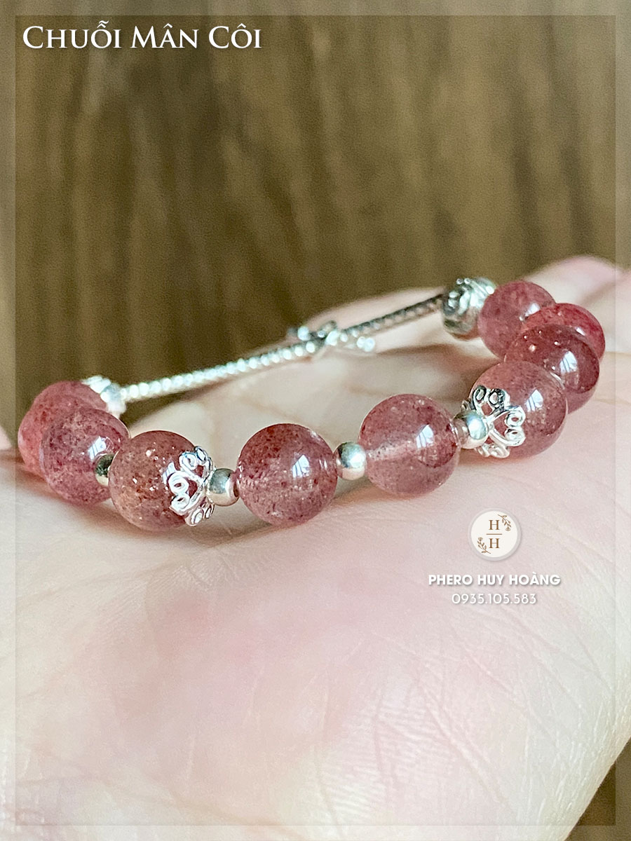 Chuỗi Mân Côi bằng đá Thạch Anh Dâu Hồng phối bạc 4 Chuỗi Mân Côi bằng đá Thạch Anh Dâu Hồng phối bạc - Hình ảnh 4