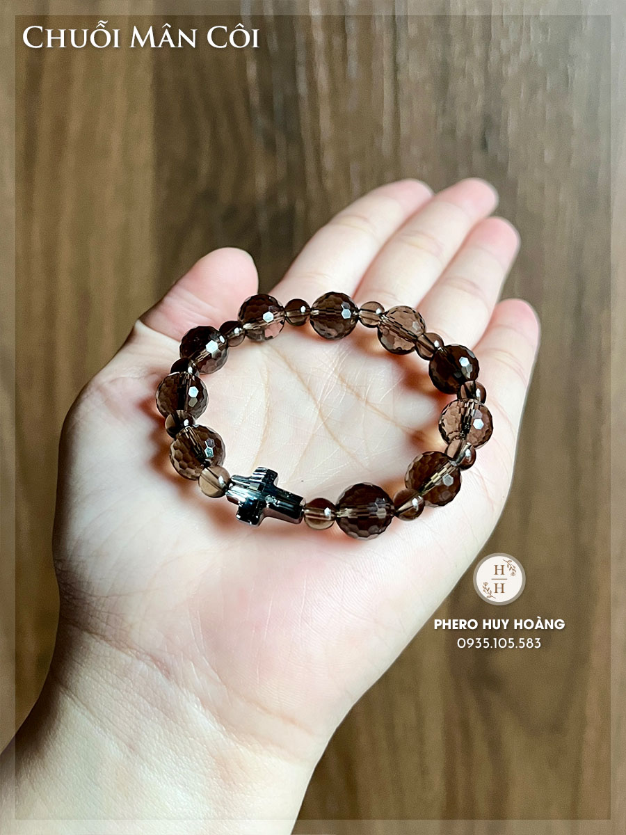 Chuỗi Mân Côi bằng đá Thạch Anh Khói cắt giác 3 Chuỗi Mân Côi bằng đá Thạch Anh Khói cắt giác - Hình ảnh 3
